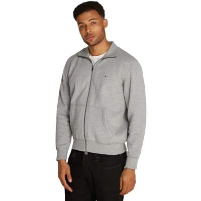 Abbildung von Tommy Hilfiger Essential Stand Collar Sweatjacke, Herren, Größe: Medium, Medium grey heather