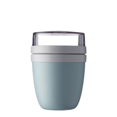 Abbildung von Mepal Lunchpot Ellipse Praktischer Joghurtbecher &amp; Müslibecher Unterteilung für Joghurt Müsli Geeignet Gefrierschrank, Mikrowelle Spülmaschine 500 ml + 200 Nordic Green