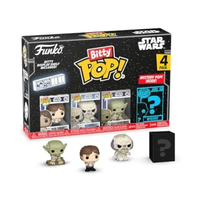 Abbildung von Funko Bitty Pop! SW Han 4pkund eine Überraschungs Mini Figur 0.9 Inch (2.2 cm) Star Wars Sammlerstück Stapelbares Display Regal Inklusive Geschenkidee Party Tüten Strumpf Movies Fans