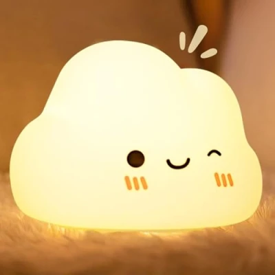 Abbildung von Diboniur Nachtlicht Kinder Baby, 7 Farben 5 Helligkeit Baby Stilllicht, Dimmbar Kawaii Silikon Nachtlampe Kinderzimmer, Touch Steuerung, Tragbar und Wiederaufladbar (Wolke)