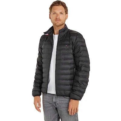 Abbildung von Tommy Hilfiger Packable Circular Jacket Übergangsjacke, Herren, Größe: Large, Black