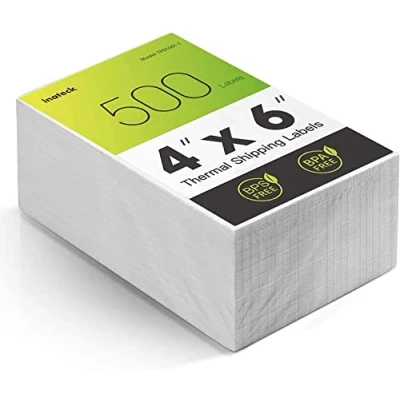 Abbildung von Inateck Thermopapier Versandetiketten, 4 x 6 Zoll (100 mm 150 mm), Wasserfester Versandaufkleber, BPA/BPS frei,500 Stück