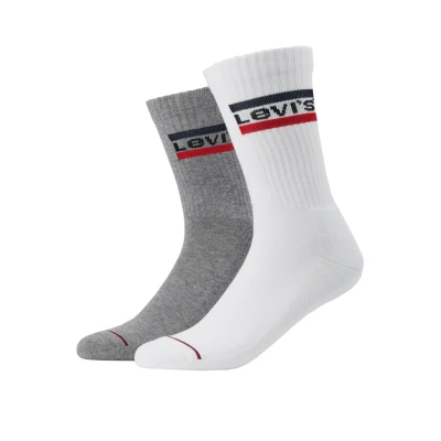 Abbildung von Levi&#039;s Regular CUT LOGO 2 PACK Socken, Größe: 43 46, Mid grey/black