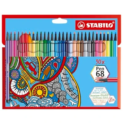 Abbildung von Premium Filzstift STABILO Pen 68 30er Pack mit 30 verschiedenen Farben