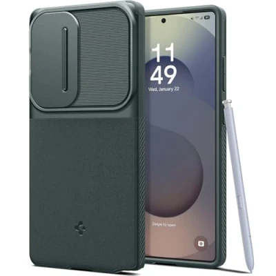 Abbildung von Spigen Optik Armor Hülle Kompatibel mit Samsung Galaxy S25 Ultra Abyss Green