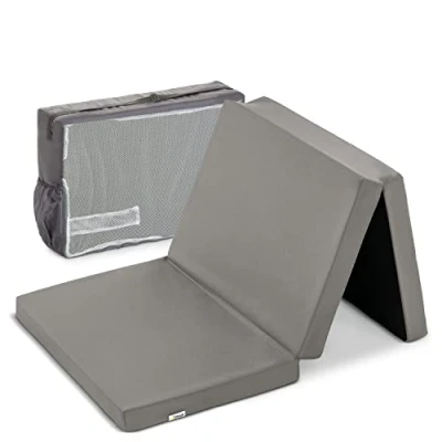 Abbildung von hauck Reisebettmatratze Sleeper mit Tragetasche, 120x60 cm, 5 cm Dick, Faltmatratze für Kinderreisebett, Klein Zusammenklappbar, Kompatibel Reisebetten (Grey)