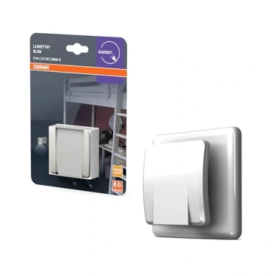 Abbildung von OSRAM LUNETTA Slim Nachtlicht Weiß 3000K LED 3 lm 0,3 W mit Tag /Nacht Sensor, IP20, indirekter Lichtaustritt, Steckdosenmontage