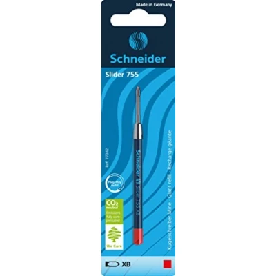 Abbildung von Schneider 77342 Slider 755 Kugelschreibermine (ViscoGlide Technologie, XB=Extrabreit) 1er Blisterkarte, rot