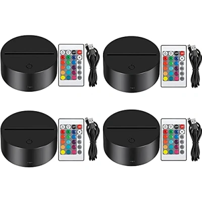Abbildung von Thlevel 3D LED Nachtlicht mit Fernbedienung USB Kabel Illusion Lampe 16 Farben Dekoration Lichter Dimmbar für Schlafzimmer Kinderzimmer Wohnzimmer Bar Shop Café (4 Stück)