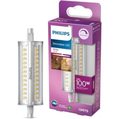 Abbildung von PHILIPS Stab LED R7S Lampe 118 mm (100 W), dimmbare Stablampe mit neutralweißem Licht, energiesparende langer Nutzlebensdauer