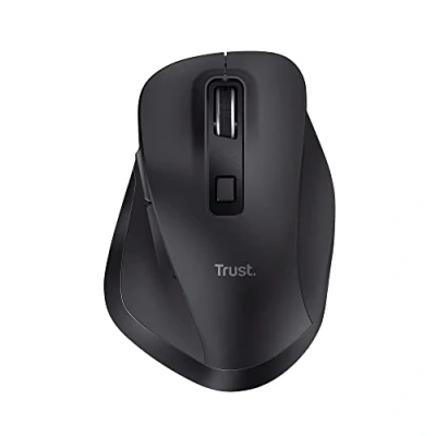 Abbildung von Trust Fyda Aufladbare Kabellose Maus, Nachhaltiges Design, 800 2400 DPI, 6 Tasten, Daumen und Fingerauflage, 2,4 GHz, Funkmaus mit USB Empfänger, Ergonomische Maus für Laptop, PC, MacBook, Büro