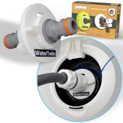 Abbildung von WATERTWIN Wohnmobil Wasser Tankadapter Caravan Einfüllstutzen Zubehör Wassertankdeckel mit doppelt Gardena Anschluss (Adapter für Tankdeckel 2 Pin D:78)