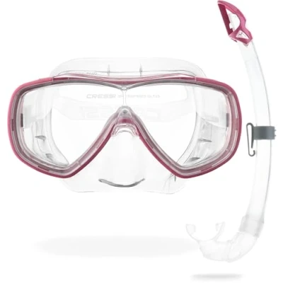 Abbildung von Cressi Onda Mare Schnorchelset Maske und Schnorchel Mexico, Transparent/Rosa, Einheitsgröße, Erwachsene Unisex