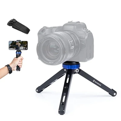 Abbildung von Moman Mini Tripod TR01 Small Stativ Tischstativ klein Kamerastativ CNC Aluminium 1/4 3/8 Schraubbefestigung max.80kg Belastung, schwarz blau