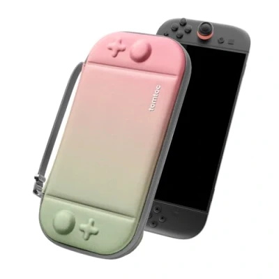 Abbildung von tomtoc Slim Tasche Kompatibel mit Nintendo Switch 2 (2025), Rundumschutz Ultradünn Carry Case Hülle für Konsole und 12 Spiele, Harte Schutzhülle Tragetasche Original Patent Reise
