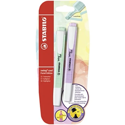 Abbildung von Textmarker STABILO swing cool Pastel 2er Pack Hauch von Minzgrün, Schimmer Lila