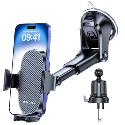 Abbildung von Miracase Kfz Handyhalterung für Armaturenbrett, Windschutzscheibe und Lüftungsschlitz, 3 in 1 Handyhalterung, 360 drehbarer Ständer iPhone 15 Pro Plus Max 14 13 12 11Samsung