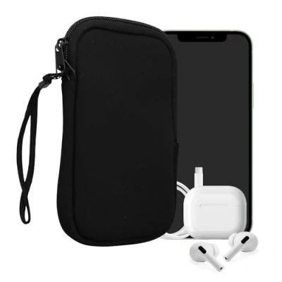 Abbildung von kwmobile Handytasche für Smartphones M 5,5&quot; Neopren Handy Hülle Schwarz Tasche 15,2 x 8,3 cm Innenmaße
