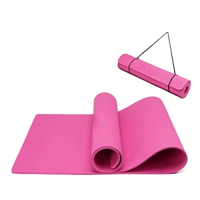 Abbildung von Yogamatte rutschfest und umweltfreundliche TPE Sportmatte mit Tragegurt Gymnastikmatte für Pilates, Workout Fitnessmatte 183 x 61 0.6 cm (Pflaume)