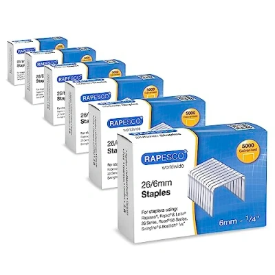 Abbildung von Rapesco 1735 Business Pack: 26/6mm (No.56) Verzinkte Heftklammern, 6 Schachteln mit 5000 Stück