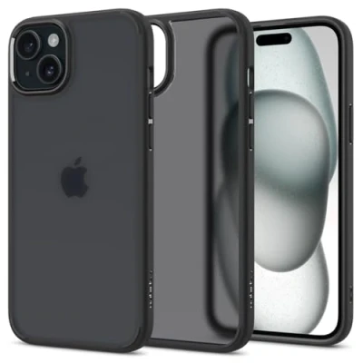 Abbildung von Spigen für iPhone 15 Ultra Hybrid Hülle [Anti Yellowing] Case Handyhülle Schutzhülle Cover Transparent Durchsichtig Dünn Slim Frost Black