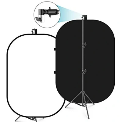 Abbildung von Neewer Chromakey 150 x 200 cm, Schwarz und Weiß, 2 in 1, faltbar, Pop Up, mit Ständer, Falttafel für Foto, Video, Live Streaming etc.