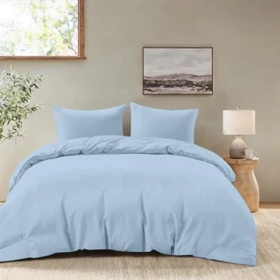 Abbildung von Dreamzie Bettwäsche Set 240x220 cm mit 2 Kissenbezügen 65x65 Blau Bettbezug Erwachsene aus 100% Mikrofaser Zertifiziert ohne Chemikalien (Oeko TEX)