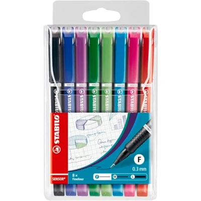 Abbildung von Fineliner mit gefederter Spitze STABILO SENSOR F fein 8er Pack 8 verschiedenen Farben