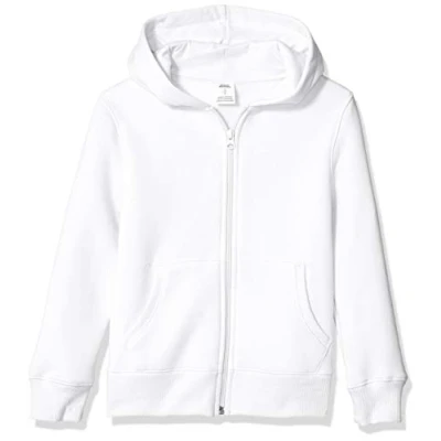 Abbildung von Amazon Essentials Jungen Fleece Kapuzenpullover mit Reißverschluss, Weiß, 11 12 Jahre