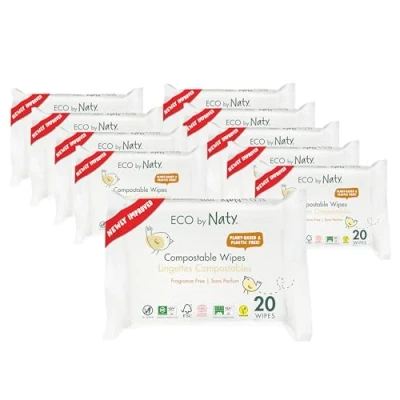 Abbildung von Eco by Naty plastikfreie Baby Feuchttücher unparfümiert Reisegröße 100 % kompostierbare und pflanzliche Tücher, gut für Babys die empfindliche Haut von Neugeborenen (12 x 20 240 Stück)