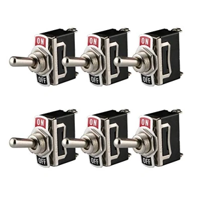 Abbildung von Gebildet Kippschalter 12V 24V 48V 110V/10A, 220V 230V/6A, EIN/AUS Wippschalter, SPST 2 pin Rocker Toggle Switch zum Auto KFZ LKW Boot (6er Pack, Schwarz)