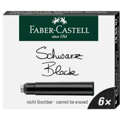 Abbildung von Faber Castell Tintenpatronen Standard, 6 Stück in Faltschachtel (3 Packungen, schwarz)
