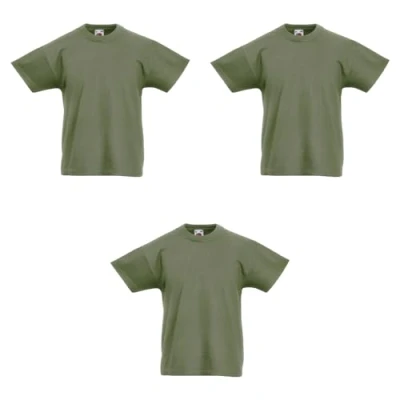 Abbildung von GIDUTEX 3er Pack Kinder Tshirts by Fruit of The Loom Original T Unisex (DE/NL/SE/PL, Numerisch, 140, Regular, 3, Classic Olive)