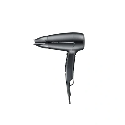 Abbildung von SEVERIN Reise Haartrockner, weltweite Spannungsanpassung 110,220 240V, klappbarer Griff, Reisefön mit Kaltlufttaste, 1.600 Watt, schwarz, HT 0159
