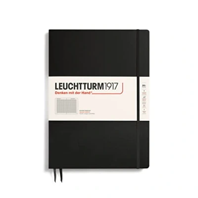 Abbildung von LEUCHTTURM1917 310174 Notizbuch Master Slim (A4+), Hardcover, 123 nummerierte Seiten, Schwarz, kariert