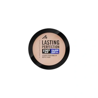 Abbildung von Manhattan Lasting Perfection Compact Make up, Puder up mit hoher Deckkraft für ein natürliches, mattes Finish, Fb. 004 Rose Ivory, 7 g