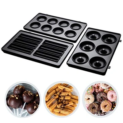 Abbildung von Russell Hobbs Zusatzplatten 3er Set [Cake Pop, Mini Donut &amp; Churros] Ergänzung für 3 1 Multifunktionsgerät Fiesta 24540 56 (spülmaschinengeeignete, hochwertige antihaftbeschichtete Platten) 25490