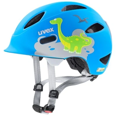 Abbildung von uvex oyo style leichter Fahrradhelm für Kinder individuelle Größenanpassung erweiterbar mit LED Licht dino blue matt 45 50 cm