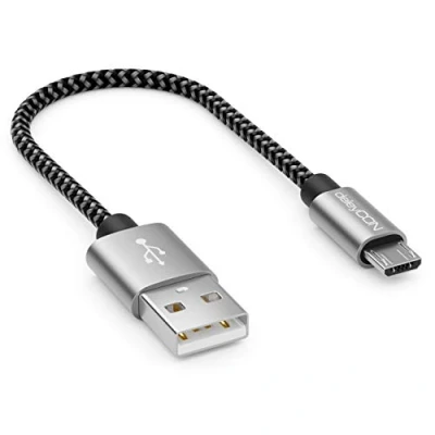 Abbildung von deleyCON 0,15m Nylon Micro USB Kabel Ladekabel Datenkabel Metallstecker Laden &amp; Synchronisieren Handy Smartphone Tablet
