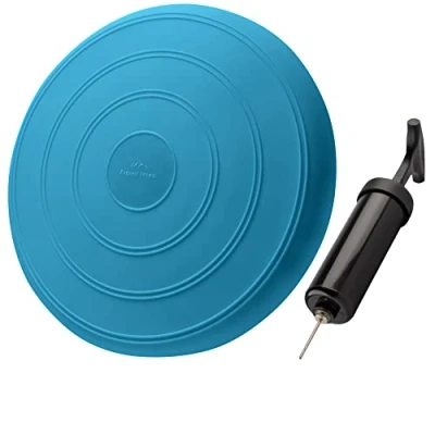 Abbildung von EVEREST FITNESS Balance Kissen Luftkissen mit 33 cm Durchmesser Ballsitzkissen zur Stärkung der Orthopädisches Sitzkissen Linderung von Rückenschmerzen, Pad blau