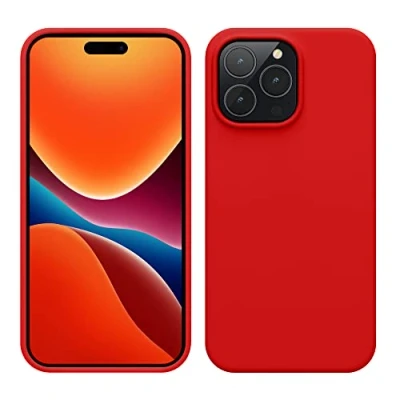 Abbildung von kwmobile Handyhülle für iPhone 14 Pro Max Hülle, Case Hülle Silikon kabelloses Laden Rot