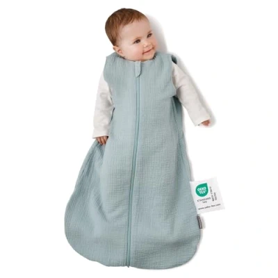 Abbildung von LaLoona Baby Mull Schlafsack 0.5 TOG/Sommerschlafsack ohne Ärmel, ÖKO TEX Standard 100, 100% Baumwolle Mint (110 cm)