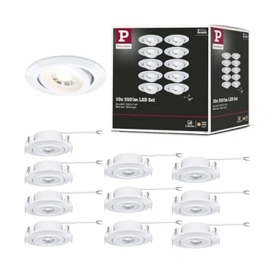 Abbildung von Paulmann 99995 LED Einbauleuchte 3 Step Dim 10er Pack schwenkbar 82mm 70 10x4,8W 10x450lm 230V 3000K Weiß matt