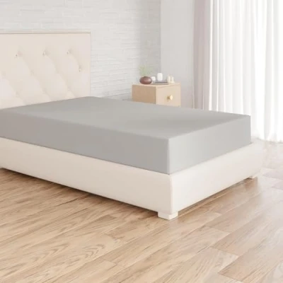 Abbildung von Amazon Basics Spannbettlaken, 140 x 200 30 cm, Mikrofaser, Spannbetttuch Matratzenhöhe bis Hellgrau
