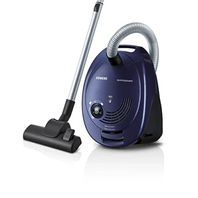 Abbildung von Siemens Staubsauger mit Beutel synchropower VS06B1110, Bodenstaubsauger, Hygiene Filter, Bodendüse für Hartboden und Teppich, starke Saugleistung, langes Kabel, Fugendüse, 700 W, blau