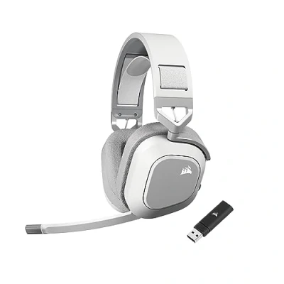 Abbildung von CORSAIR HS80 MAX WIRELESS Multiplattform Gaming Headset Mit Bluetooth Dolby Atmos Omnidirektionales Mikrofon iCUE Kompatibel PC, Mac, PS5, PS4, Switch, Mobil Weiß