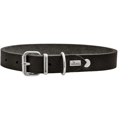 Abbildung von HUNTER Hundehalsband Grenada aus Leder, Farbe: Schwarz, handgefertigt in Deutschland, für Training und Alltag, robust, komfortabel, Schlichtes, Elegantes Design, Größe: 52, Umfang: 39 48 cm