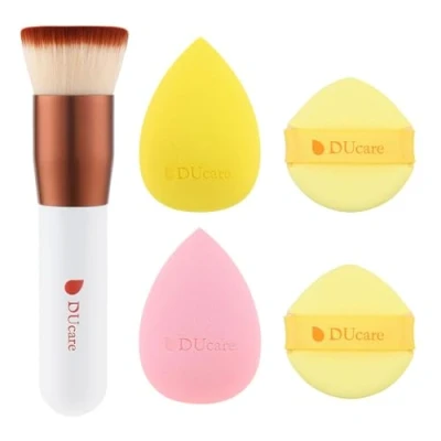Abbildung von DUcare Makeup Schwamm Stiftung Pinsel Ideal für Flawless Makeup, Nicht Latex Blender Beauty Powder Puffs Kabuki Flat Top Face Brush