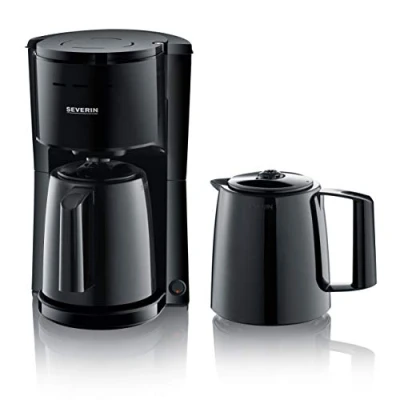 Abbildung von SEVERIN Filterkaffeemaschine mit 2 Thermokannen, Kaffeemaschine für bis zu 8 Tassen je Kanne, Filtermaschine Isolierkannen, schwarz, KA 9307