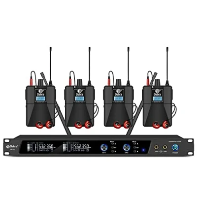 Abbildung von D Debra Audio PRO ER 202 UHF Dual Channel Wireless In Ear Monitor System mit Sender und Empfänger für Bühne, Tonstudio, Musiker, Monitoring (4 Bodypack with Transmitter)